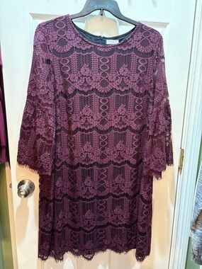 Plus women’s Charter Club Lace Shift Dress in Wine size 2x